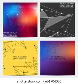 Geometric graphic. Vector background of triangles, for your business ideas. Minimalism chaotic illustration background. Concept of the science, chemistry, biology, medicine, technology. Vector set.