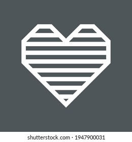 Geometric grating heart striped lattice cartoon origami quality vector illustration cut
