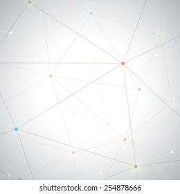 Geometric gray background with colorful dots . Molecule and communication background.