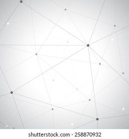 Geometric gray background. Molecule and communication background.