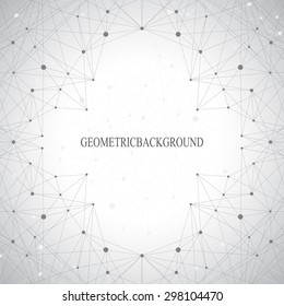 Geometric gray background molecule and communication for your design. Vector illustration.