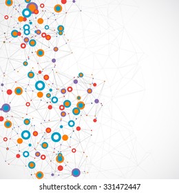 Geometric gray background. Molecule and communication. Vector illustration