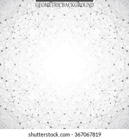 Geometric gray background molecule and communication. Connected line with dots. Graphic background for your design. Vector template for medicine, science, technology , chemistry, biotechnology.