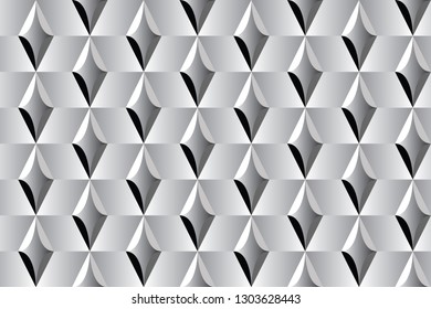 geometric gray cubes abstract seamless pattern, 3d vector background