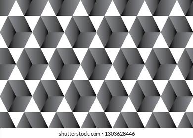 geometric gray cubes abstract seamless pattern, 3d vector background