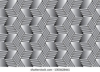 geometric gray cubes abstract seamless pattern, 3d vector background