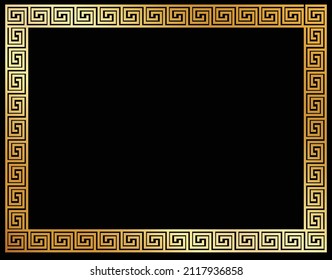 Geometric greek gold frame on black background. Gold stylish frame abstract  vector pattern. 