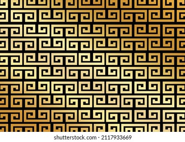 Geometric greek gold pattern on black background. Gold stylish  abstract  vector pattern. 