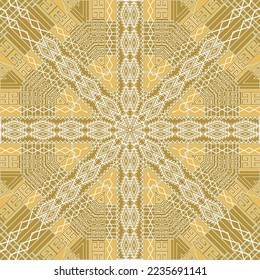Geometric greek seamless pattern. Triangles vector background. Greek key, meanders. Zigzag lines. Modern symmetrical structured ornaments. Elegant tribal ethnic design. Endless colorful texture.