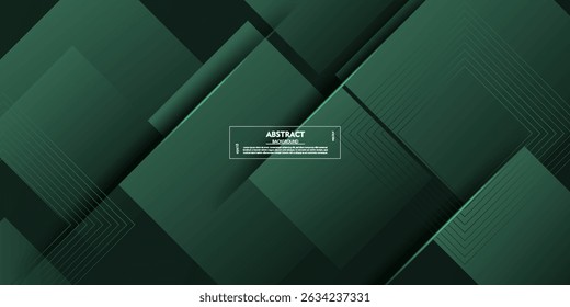 Geometric green abstract background. Dynamic shape composition with shadow and light. Cool background design for poster. Vector Eps10