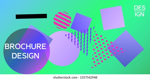 Geometric green abstract background with trendy isometric shapes. Minimal universal banner templates in memphis style. Dynamic composition. Vector illustration.