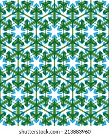 Patrón abstracto geométrico verde sin fisuras con flechas transparentes, fondo vectorial continuo iluminado. 