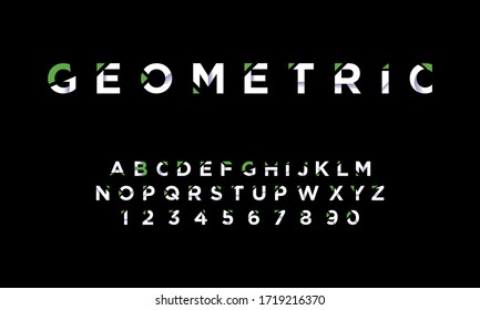Geometric Green Alphabet Font Vector
