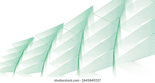 Geometric green arrow pattern with overlapping lines on white background. A minimalistic and futuristic abstract design. Abstract, Geometric, Arrow, Green, Lines