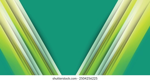 Geometric Green Background with Diagonal Stripes and Gradients. Vector Minimalist Backdrop for Irish St. Patrick Day