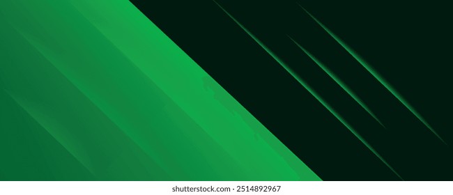 Geometric Green Background with Diagonal Stripes and Gradients. Vector Minimalist Backdrop for Traditional Irish St.	