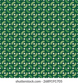 Geometric Green Curve and Dot Repeating Design Background Texture Pattern