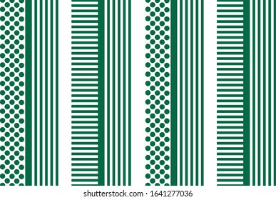 Geometric green dots and stripes pattern on white background. EPS10 Illustration. 