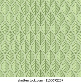 Geometric green floral vector seamless pattern. Abstract vector texture. Art Deco Leaves background.