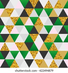 Geometric green gold marble seamless pattern background. Color abstract texture for flyer, poster, marketing, card, banner, web header. Sale, advertising, pack. Colorful backdrop, shopping marketing.