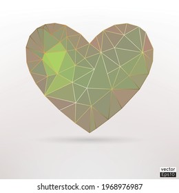 Geometric green heart shape with gold line texture. Design for packaging, wedding card and cover template.vector illsulator