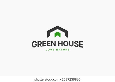 geometric green house symbol logo business design vector illustration. modern green house icon logo vector design template isolated on white background