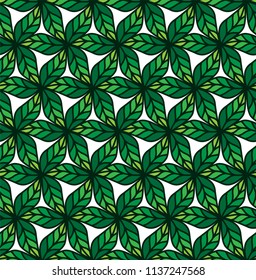 Geometric green leaves vector seamless pattern. Abstract vector texture. Leaf background.