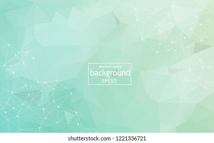 Geometric Green light Polygonal background molecule and communication. Connected lines with dots. Minimalism chaotic illustration background. Concept of the science, chemistry, medicine, technology.