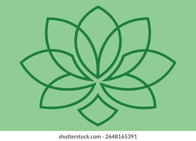 Geometric green lotus flower vector on a transparent background