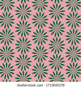 patrón geométrico verde y fondo rosa . Hojas verdes.