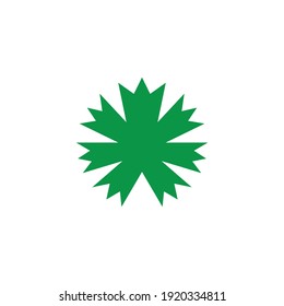 Hoja de árbol geométrico verde. Dibujo de vectores