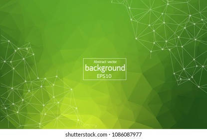 Geometric Green Polygonal background molecule and communication. Connected lines with dots. Minimalism background. Concept of the science, chemistry, biology, medicine, technology.