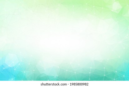 Molécula de fondo geométrica verde poligonal y comunicación. Líneas conectadas con puntos. Fondo minimalista. Concepto de ciencia, química, biología, medicina, tecnología.