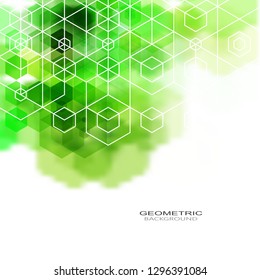 Geometric green shape of hexagons. Design element