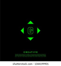 geometric green square lines logo letter G design concept