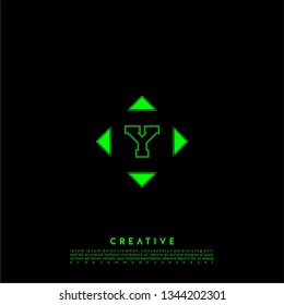 geometric green square lines logo letter Y design concept