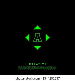 geometric green square lines logo letter A design concept
