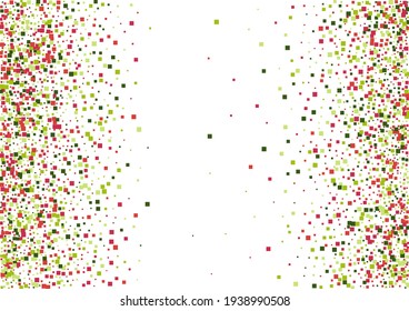 Geometric Green Technology Background. Sparkle Confetti Texture. Red Science Dot Illustration. Square Light Frame.