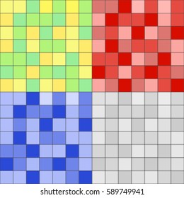 Geometric green tile. Seamless pattern texture set. Colorful vector background.