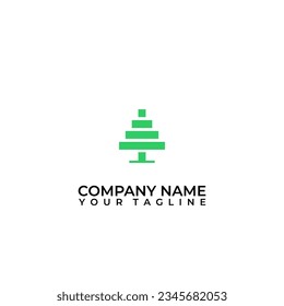 Geometric green tree logo. Organic or natural design element. Plant, garden, park vector icon.