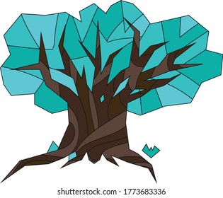 Geometric green tree low poly triangles
