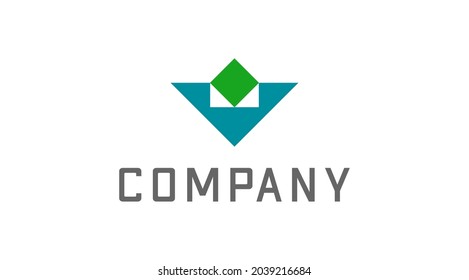 Geometric  green vector logo. Abstract logo for company