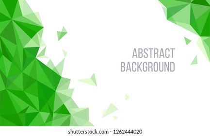 Geometric Green and White Abstract Vector Background for Use in Design. Modern Polygon Texture with Text for Presentation and Landing Design