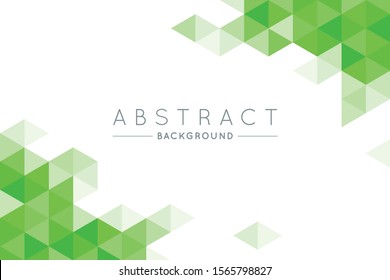 Geometric Green and White Abstract Vector Background for Use in Design. Modern Triangle Texture with Text for Presentation and Landing Design.