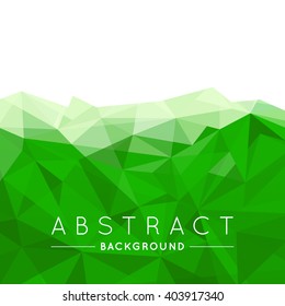 Geometric Green and White Abstract Vector Background for Use in Design. Modern Polygon Texture with Text.