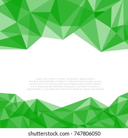Geometric Green and White Abstract Vector Background for Use in Design. Modern Polygon Texture with Text.