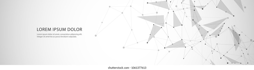 Geometric grey background connected molecule with line and dots. Vector banner design