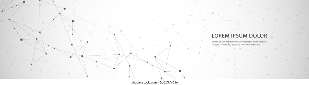 Geometric grey background connected molecule with line and dots. Vector banner design