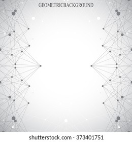 Geometric grey background molecule and communication . Connected lines with dots. Vector illustration