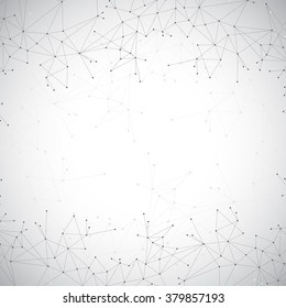 Geometric grey background molecule and communication . Connected lines with dots. Vector illustration.